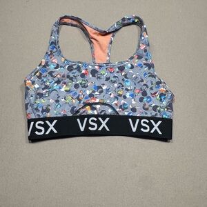 VSX Gray and Black Sports Bra with Racerback Design